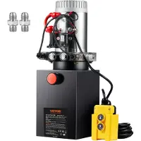Vevor hydraulisk pumpe, 10 liter hydraulisk kraftenhed, dobbeltvirkende tipvognspumpe, 0,91 GPM flowhastighed, 3200 PSI maks. aflastningstryk, DC 12V hydraulisk pumpe til tipvognsløftning