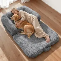 Vevor Hundeseng til Mennesker, 1810 x 1110 x 240 mm Ortopædisk Hundeseng i Memory Foam, Hundesenge til Mennesker med Sidelomme, Håndtag og Lynlås, Aftagelige Maskinvaskbare Hundesenge til Mennesker, M