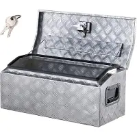 Vevor Kraftig aluminiumsværktøjskasse til lastbillad, stribet værktøjskasse med sidehåndtag og T-låsenøgler, opbevaringsværktøjskasse, kisteorganisator til trailer, pickup, autocamper, 30"x13"x13" (76