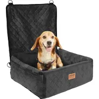 Vevor Hundesæde, Hundesæde til Bil med Opbevaringslomme, Clip-On Sikkerhedsline, Svamp og PP Bomuldsfyld, Hundeseng til Små og Mellemstore Hunde op til 18 kg, Sort