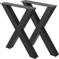 Vevor metalbordben 15,7 x 15,5 tommer sorte bordben Premium stålbordben med X-ramme Stålbænkben Landlig stil Møbelben Perfekt til kaffebar Hjemmekontor Bar
