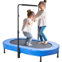 Vevor Børnetrampolin, 56x36 tommer Indendørs Udendørs Trampolin, Sammenklappelig Mini Trampolin med Håndtag, Rebounder Trampolin til Småbørn, Fødselsdagsgave til Børn fra 3+ År, Drenge Piger til Sjov,