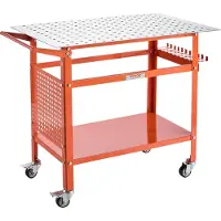 Vevor svejsebord, 40" x 24" svejsebord med statisk vægtkapacitet på 800 kg, bevægelig stålarbejdsbænk med 4 hjul (2 med bremse), dobbelt opbevaringsbræt og 5/8-tommer huller til montering