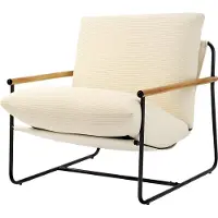 Vevor Accentstol, Metalrammestol med Træarmlæn, Moderne Hyggelig Polstret Lænestol, med Blød Skumpude, Aftagelig Pude, Til Stue, Soveværelse, Læsestue, Kontor, Beige