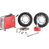 Vevor afløbsrenser, 500W 1400 o/min elektrisk rørrenser til afløb med kloakslange med 40m x 16mm, 5m x 9,5mm &amp; 0,4m x 12mm stålfjederkabel og 6 skær, passer til rør med en diameter på 50-110 mm