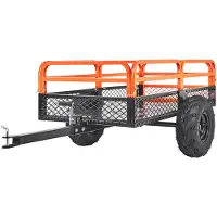 Vevor Kraftig ATV-tipvogn i stål, 680 kg lasteevne 0,43 kubikmeter, trækbar havevogn med tipvogn, med aftagelige sider og 2 dæk, til plæneklippere, traktorer, ATV, UTV