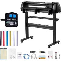 Vevor vinylskærer, 870 mm maks. fremføringsbredde, dobbelte klinger, justerbar kraft og hastighed, LED-display, vinylplotterskærerprinterpakke med klistermærkeark, transferfilm, Signmaster-software