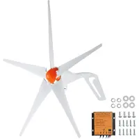 Vevor 500W vindmøllegenerator, 12V vindmøllesæt, 5-bladet vindkraftgenerator med MPPT-controller, justerbar vindretning og 2,5 m/s startvindhastighed, velegnet til hjem, gård, autocampere, både
