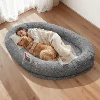 Vevor Hundeseng til Mennesker, 68,50 x 46,46 x 9,45 tommer ortopædisk hundeseng i memory foam til mennesker, kæledyrssenge til mennesker med sidelomme, håndtag og lynlås, aftagelige, maskinvaskbare hu