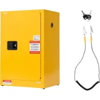 Vevor Brandfarligt skab, 59 x 46 x 90 cm, 13 gallon brandfarligt opbevaringsskab med justerbar hylde, koldvalsede og galvaniserede stålbrandskabe, til kommerciel, industriel og hjemmebrug, gul