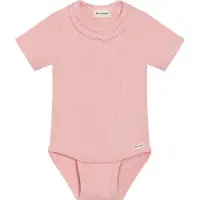 Minymo Body k/æ - Rib - Bomuld/Modal - Rosy Tough m. Blonde - - 62 - Body K/Æ