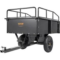 Vevor Kraftig ATV-trailer i stål, 340 kg 0,43 kubikmeter, havetrailer med aftagelige sider til havetraktor og plæneklipper