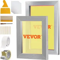 Vevor serigrafisæt, 2 stk. aluminiums silketrykrammer 8x10/10x14in 110-tællers net, 2 bånd og serigrafiskraper og transparentfilm til T-shirts gør-det-selv-tryk