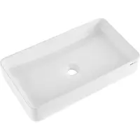Vevor Rektangulær vask, 61 x 33 cm bordplade til badeværelse, hvide keramiske badeværelsesvaske over bordplade, moderne stil, lys og elegant, velpakket til badeværelse, hotel, toilet, autocamper