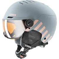 Uvex Rocket JR Visor, skihjelm med visir, junior, lysegrå/lyserød