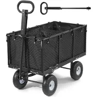 Vevor Havevogn, 544,3 kg, Kraftig stålhåndvogn, Havevogn Udendørs transportvogn med 10-tommer dæk, Justerbart håndtag, Aftagelige sidepaneler, Kan monteres på ATV eller traktor, Sort