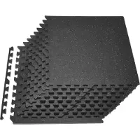 Vevor Puslespilsmåtte, 12 stk. fitnessmåtter, 610 x 610 x 14 mm, sæt med EVA-skummåtter med høj densitet, sammenlåsende bløde gummifliser, beskyttende gulvpolstring med grå prikker til hjemmetræning o