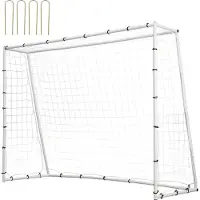 Vevor Fodbold Rebound Træner, 8x6FT Jern Fodbold Træningsudstyr, Sports Fodbold Rebounder Væg med Dobbeltsidet Rebounding Net &amp; Mål, Perfekt til Baghaveøvelse, Solo Træning, Afleveringer