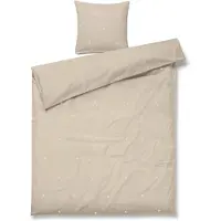 Juna sengetøj 140x200 cm - 100% økologisk bomuld - Daisy sand med broderede blomster