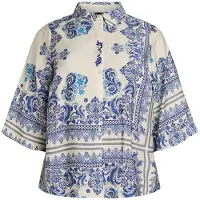 Zizzi Bluse 'Mestea' blå / navy / himmelblå / offwhite