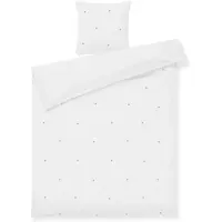 Juna sengetøj 140x220 cm - 100% økologisk bomuld - Daisy hvid med broderede blomster