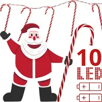 Usorteret Luca LED lyskæde 10 LED slikstok juletræslamper varm hvid
