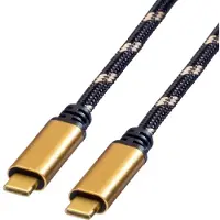 Roline 11.02.9038, 1 m, USB C, USB C, USB4 Gen 3x2, 40 Gbit/sek., Sort, Guld