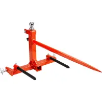 Vevor 49" høspyd, ballespyd 1600lbs lastekapacitet, trepunktsophæng til traktor med 2 stk. 17,5" stabilisatorspyd, hurtigskiftgafler