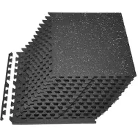 Vevor Puslespilsmåtte, 24 stk. fitnessmåtter, 610 x 610 x 14 mm, sæt med EVA-skummåtter med høj densitet, sammenlåsende bløde gummifliser, beskyttende gulvpolstring med grå prikker til hjemmetræning o