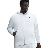Nike Club Fleece-hættetrøje med lynlås til mænd - hvid