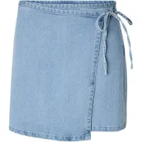 Pieces Pcflora Mw Slå-om-denim Mininederdel
