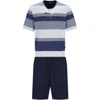 Hajo Pyjamas kort navy / dueblå / mørkeblå / grå