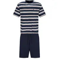 Hajo Pyjamas kort mørkeblå / grå-meleret / grøn