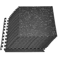Vevor Puslespilsmåtte, 24 stk. fitnessmåtter, 610 x 610 x 10 mm, EVA-skummåtte med høj densitet, sammenlåsende bløde gummifliser, beskyttende gulvpolstring med hvide prikker til hjemmetræning/kontor