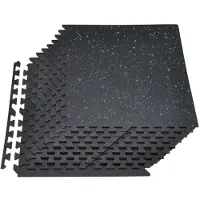 Vevor Puslespilsmåtte, 24 stk. fitnessmåtter, 610 x 610 x 10 mm, sæt med EVA-skummåtter med høj densitet, sammenlåsende bløde gummifliser, beskyttende gulvpolstring med blå prikker til hjemmetræning/k