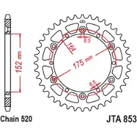 JT Sprockets Yamaha Jta853.40blk Aluminium Bagtandhjul