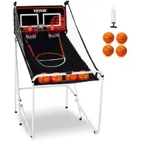Vevor Sammenklappeligt Basketball Arkadespil, Indendørs Basketballspil til 2 Spillere, Hjemme Dual Shot Sport med 4 Bolde, 8 Spiltilstande, LCD Elektronisk Scoreboard og Oppustningspumpe, til Børn, Vo