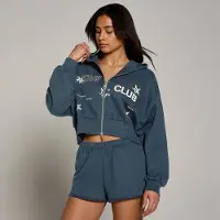 Myprotein MP Dame Move Club Graphic Let Loopback Hoodie med Lynlås - Falmet Blå - S