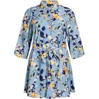 Zizzi Bluse 'Vkam' blue denim / lyseblå / lysegul / lyselilla