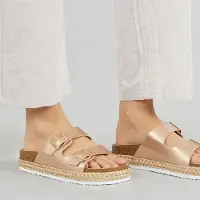 Brave Soul Dame Pantha 2 Dobbelt Spænde Platform Sandaler Rose Gold Metallic