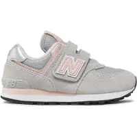 New Balance New Balanceunisex til børn. PV574V1 Læder 574 Core Hook & Loop grå træningssko (35), Fast, Velcro, Casual, børnetøj