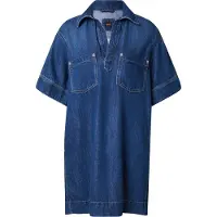 BOSS Kjole i blå denim med johnnykrave