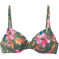LASCANA Bikinioverdel 'Malia' grøn / mørkeorange / pink / hvid