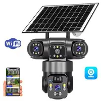 Mtp Products V380 Pro Solar 3-linsers udendørs PTZ WiFi-overvågningskamera med menneskesporing