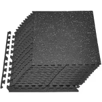 Vevor Puslespilsmåtte, 24 stk. fitnessmåtter, 610 x 610 x 10 mm, EVA-skummåtte med høj densitet, sammenlåsende bløde gummifliser, beskyttende gulvpolstring med grå prikker til hjemmetræning og kontor