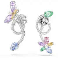 Swarovski Øreringe grøn / lilla / sølv / transparent