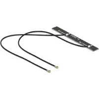 DeLOCK WLAN Twin Antenna 2 x MHF IV 802.11 ac/a/h/b/g/n 5 dBi 150 mm PCB internal self adhesive - Antenne - Wi-Fi - 5 dBi - sort