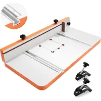 Vevor søjleborebord, 605 x 300 mm, arbejdsbord med justerbart hegn og stopklods, yderst kompatible T-spor, MDF-bordplade, indbygget skala, understøtter flere klemmer og skruestikker, til søjlebore