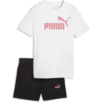 Puma Essentials No. 1 Logo Tee and Shorts Set Youth, Clothing, White/Wild Pink, 13-14Y