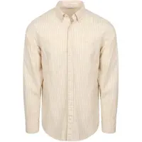 Mcgregor Skjorte Cotton Linen Stripes Ecru Beige måle